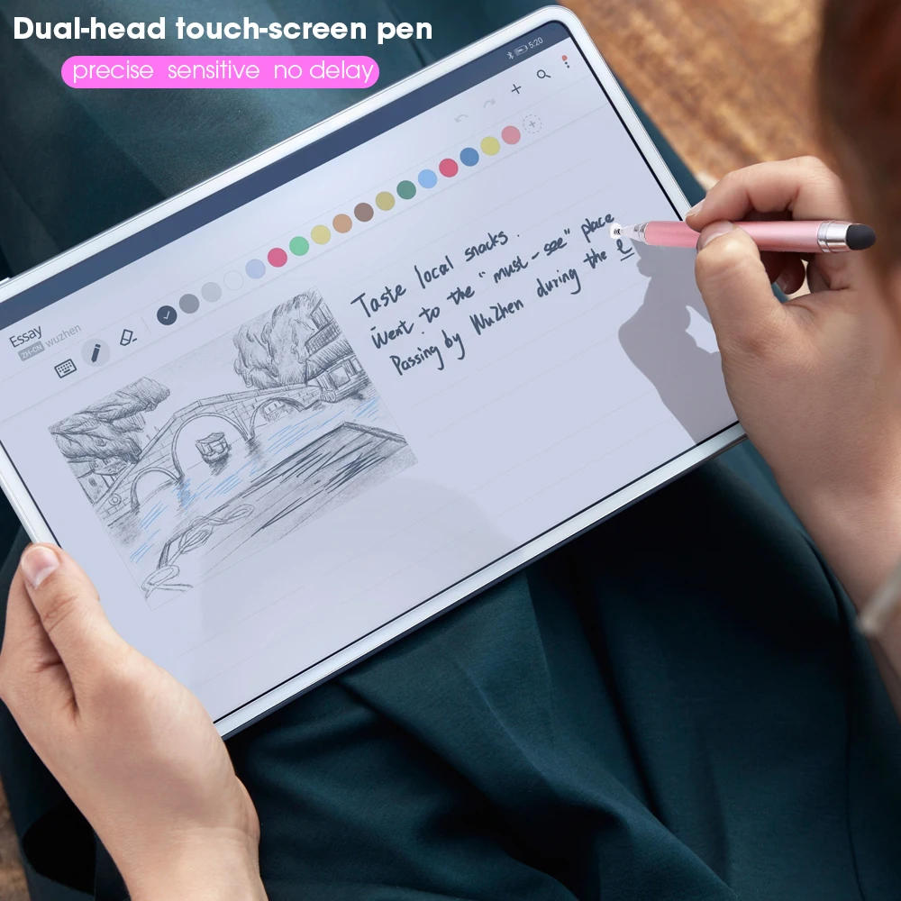 Lápiz óptico 2 en 1 para tableta, lápiz capacitivo de dibujo fino y grueso, almohadilla Android, pantalla, nota táctil, iPad, teléfono móvil,