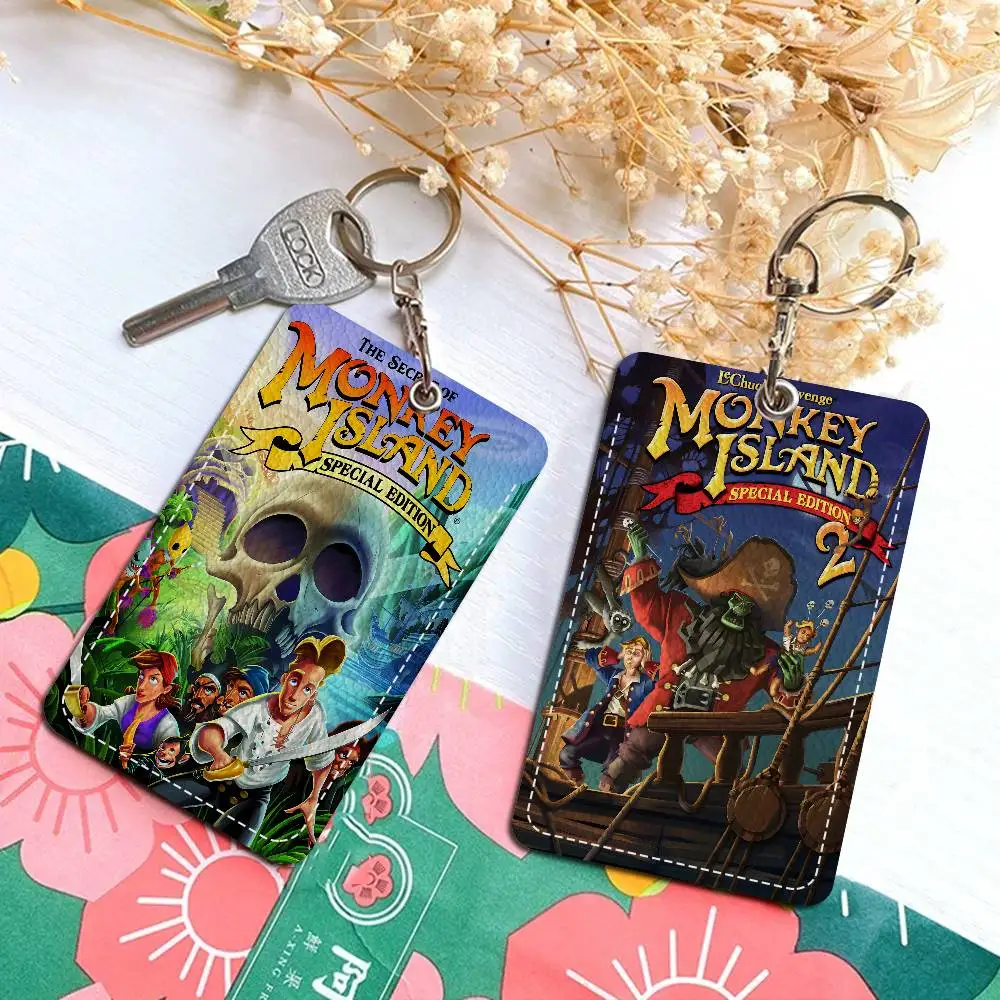 لعبة كلاسيكية سر سلسلة مفاتيح حامل جزيرة القرد مع سلسلة مفاتيح لبطاقة الوصول وبطاقة الحافلة وبطاقة الهوية الائتمانية وبطاقة البنك