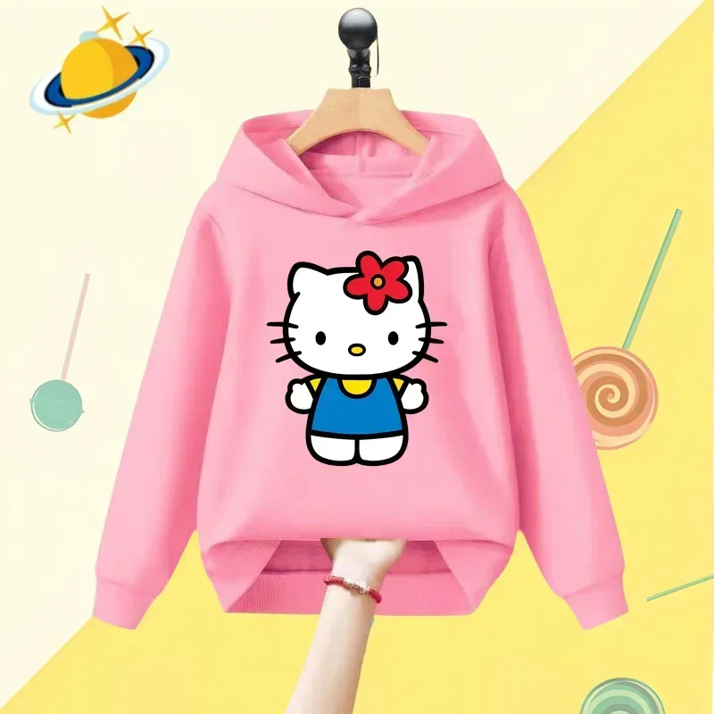 Disney hello kitty Kids Hoodie Anime cartoon print Autumn Winter long sleeve sweatshirt boys girls Kawaii casual top clothing