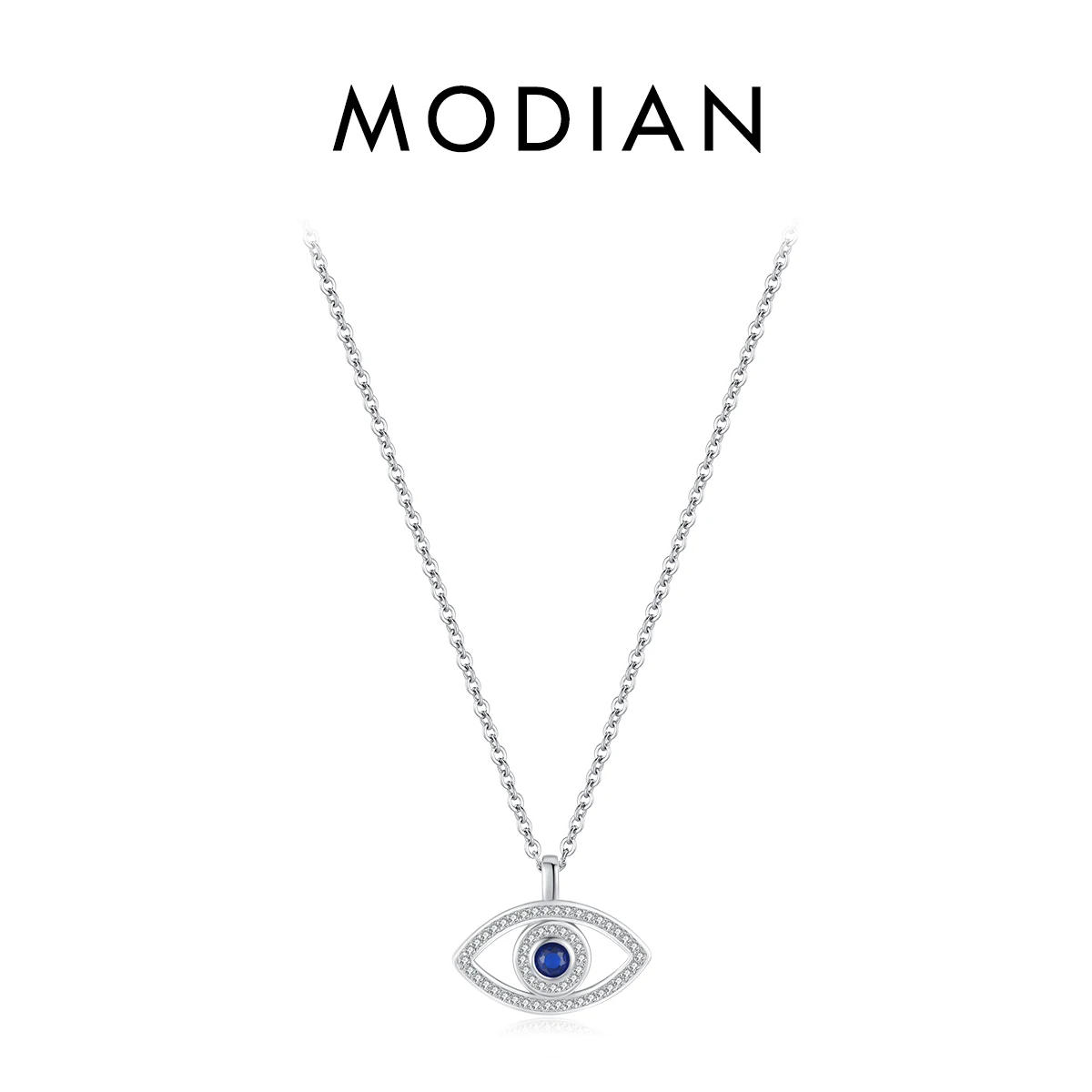 MODIAN Halskette aus 925er-Sterlingsilber, sexy Wimpern, der Hand von Fatima, türkisfarbener Anhänger, glückliches blaues Auge, Halskette für Frauen, edler Schmuck, Geschenk