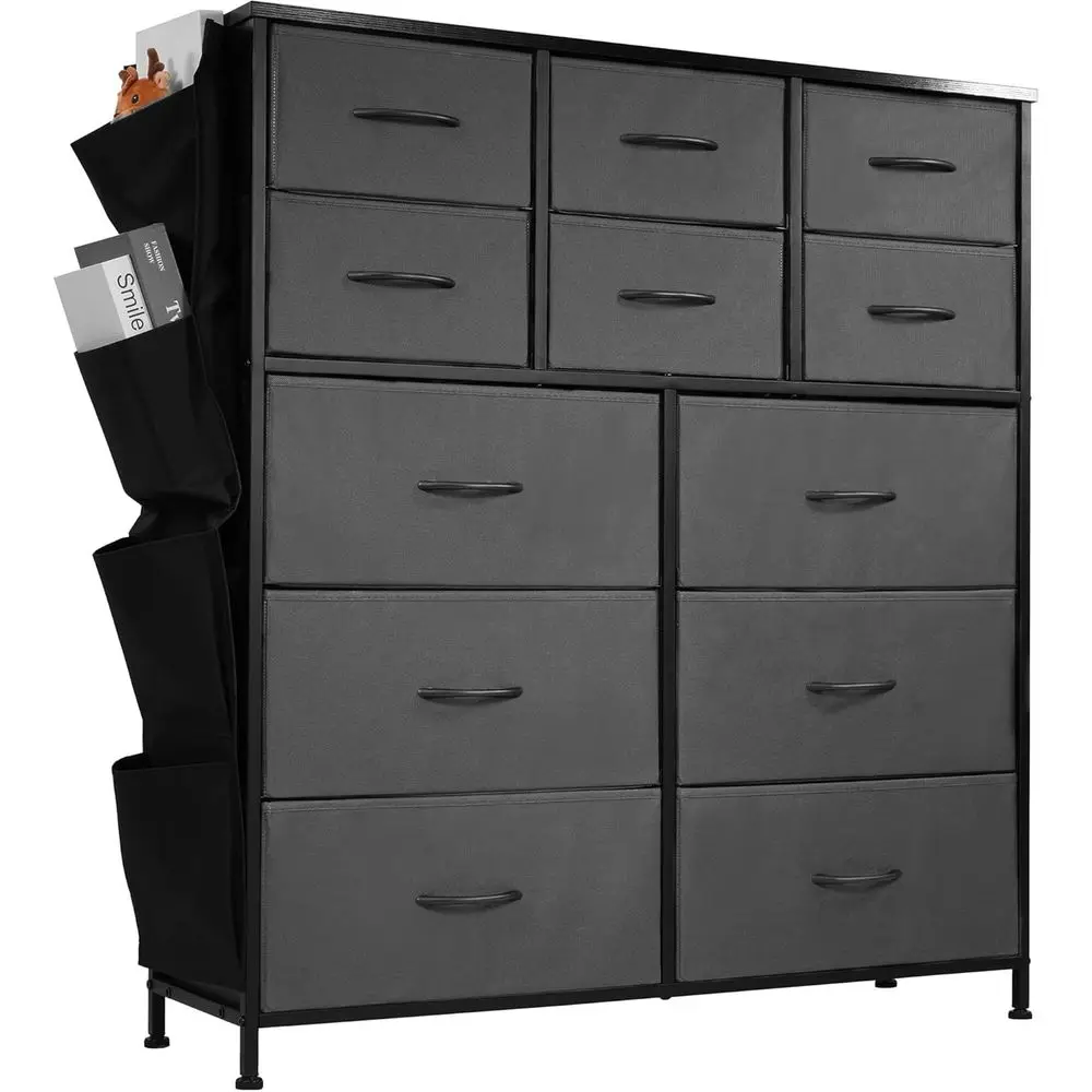 

Tall Storage or Bedroom with 12 abric Ders, Wide Chest o Ders with Side Storage kets and Hooks, Sturdy Organizer or Closet, Livi