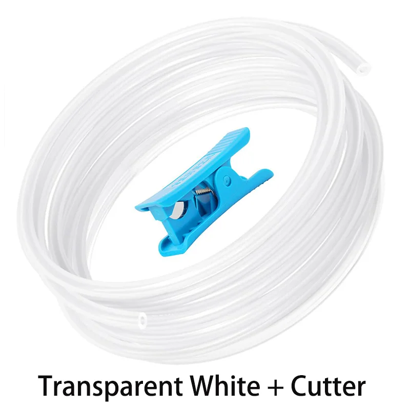 Für Bambu Lab P1P/P1S/X1/X1C PTFE-Schlauch 2,5 mm ID×4 mm AD, Länge 4/8 m transparent weiß/grau PTFE-Schlauch mit Schlauchschneider 3D-Drucker
