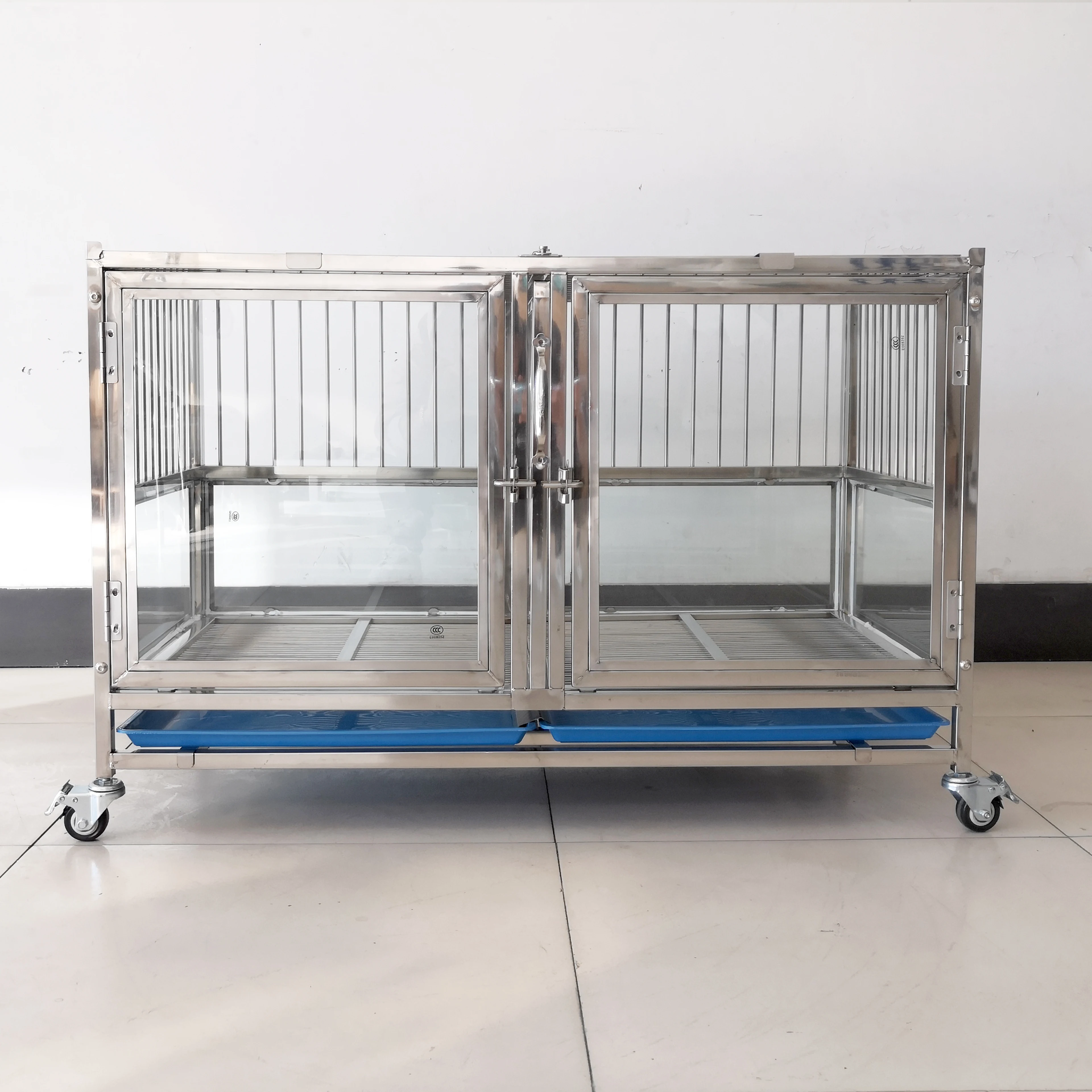 Lize Glass Dog Display Cage Folding Pet Carrier Silver Carton Box For Sale Pet Stainless Steel Animal Galvanized Breathable