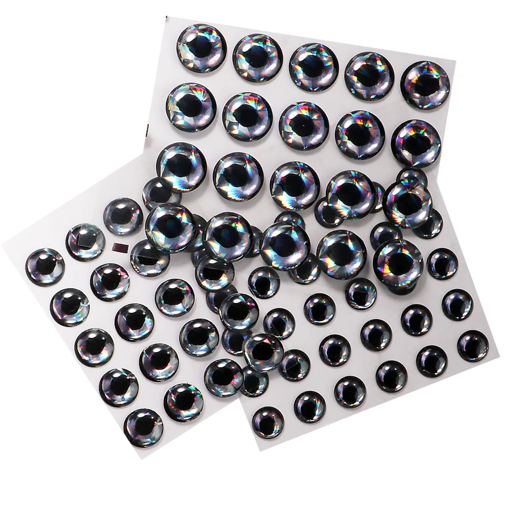 Fishing Lure Eyes 3D Holographic 5.5mm 6mm 7.5mm 9mm 11.5mm DIY Simulation Color Eyeball Artificial Bait Fly Fish Eye Sticker