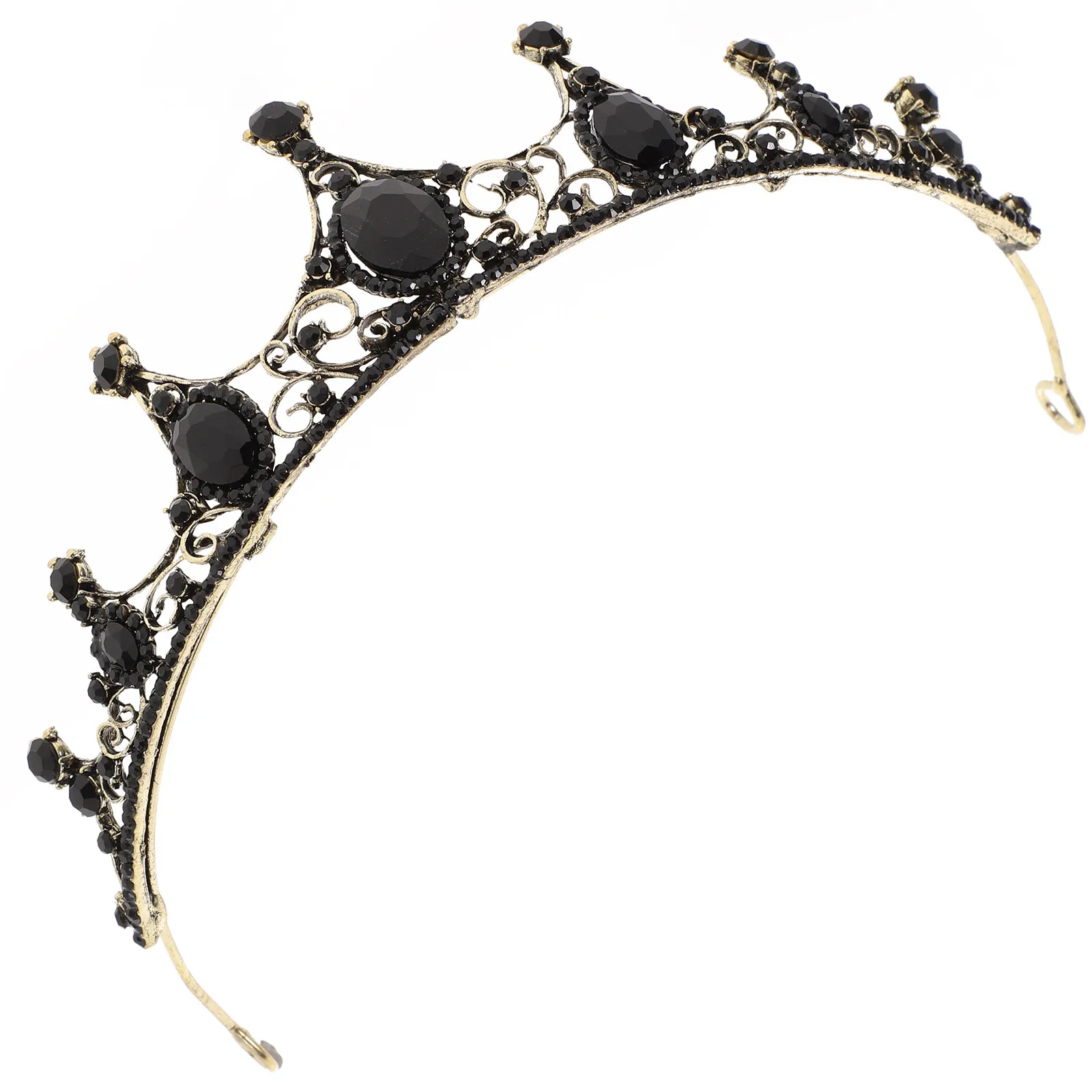 

Vintage Black Baroque Bridal Crown Tiara with Sparkling Crystals for Wedding Engagement Party Hair Accessory Elegant Lightweight