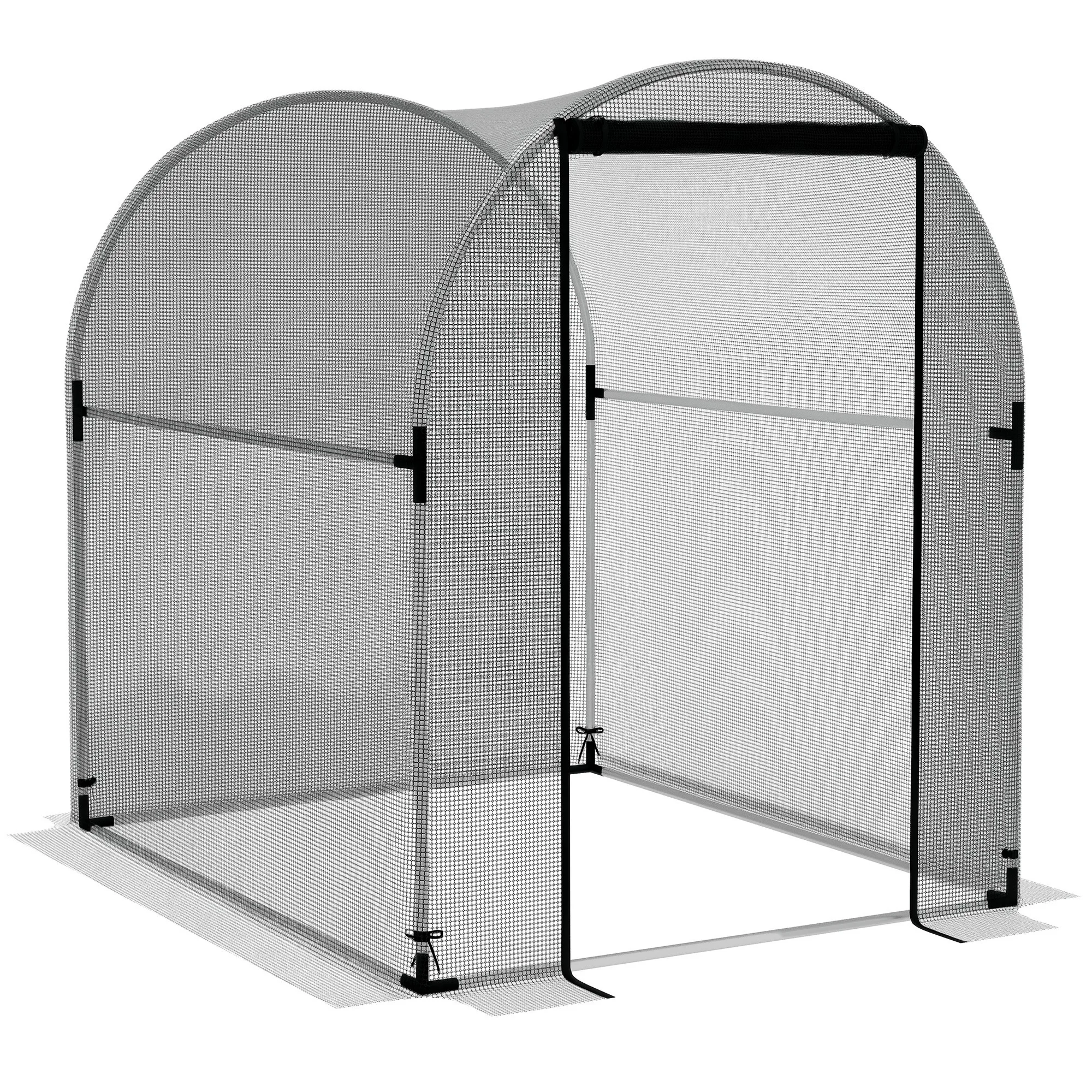 Red de Protección para Aves con Puerta, 1.2x1.5x1.5m, Estructura de Acero Resistente, Negro/Plateado, Malla de Protección para Plantas