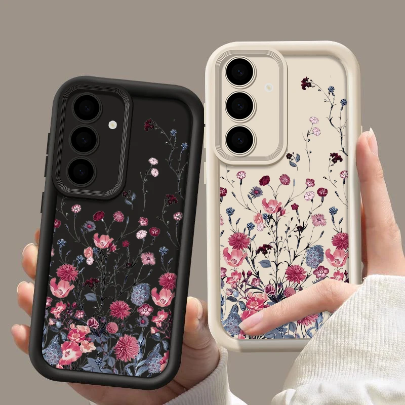 Romantic Flowers Phone Case For Samsung Galaxy S24 S23 S22 Ultra Plus S21 S24 FE A55 A34 A15 A35 A52 A53 A54 A25 A16 Soft Cover