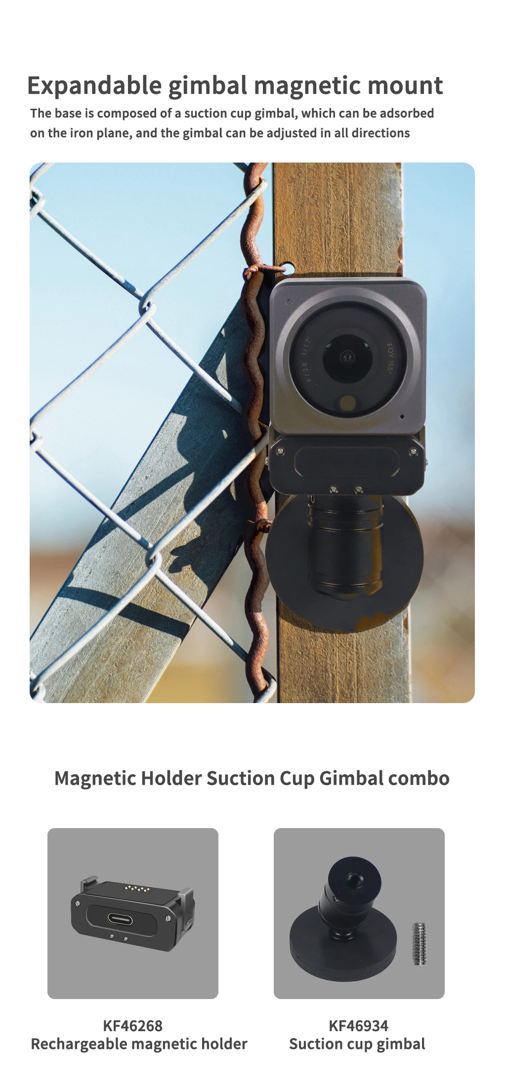 Magnetischer Sportkamera-Adapter, Schnellverschluss, Stativhalter, Verlängerungshalterung für DJI Osmo 360 Action 5 Pro/4/3/2 Kamerazubehör – Detail 13