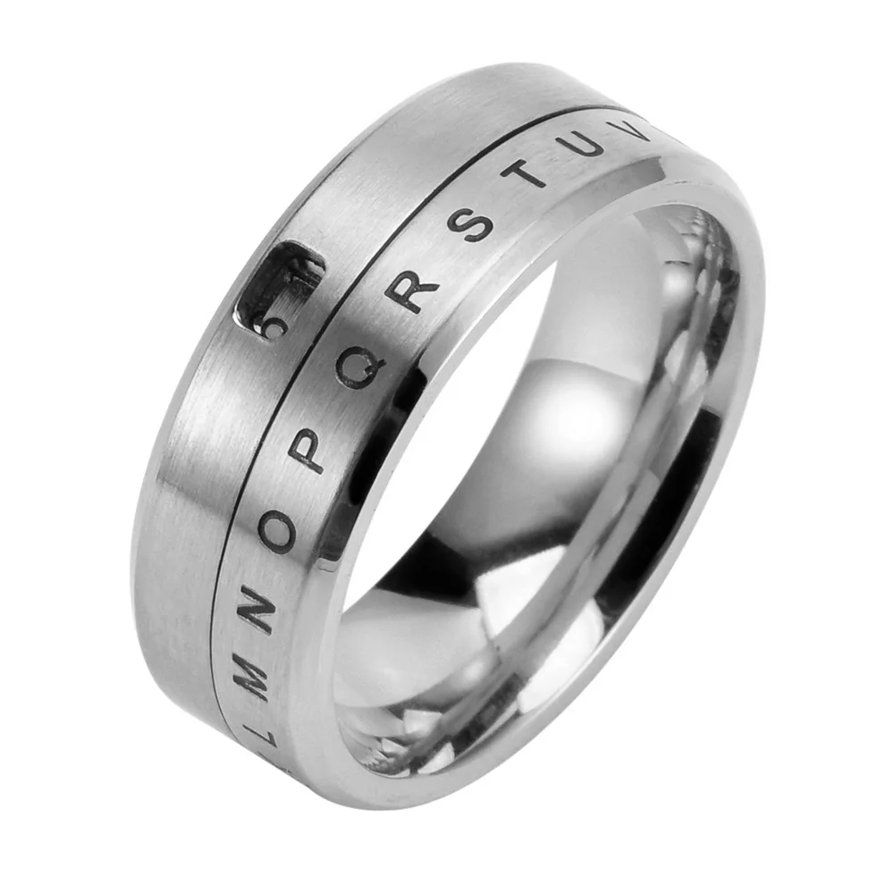 European And American Titanium Steel Rotatable Digital Men\'s And Women\'s Rings Letter Rings Design Jewelry