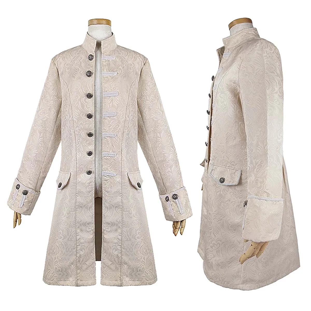 

Men Victorian Steampunk Frock Coat Long Trench Jacket Medieval Renaissance Pirate Cosplay Costume Halloween Party Outwear