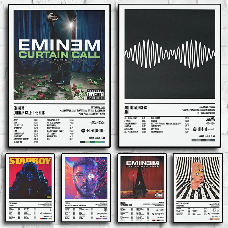 The Weeknd Music Album Band Eminem Poster Aesthetic Starboy Rapper Hip Hop Rock Wall Art Home Decoration Bar Kawaii Room Decor