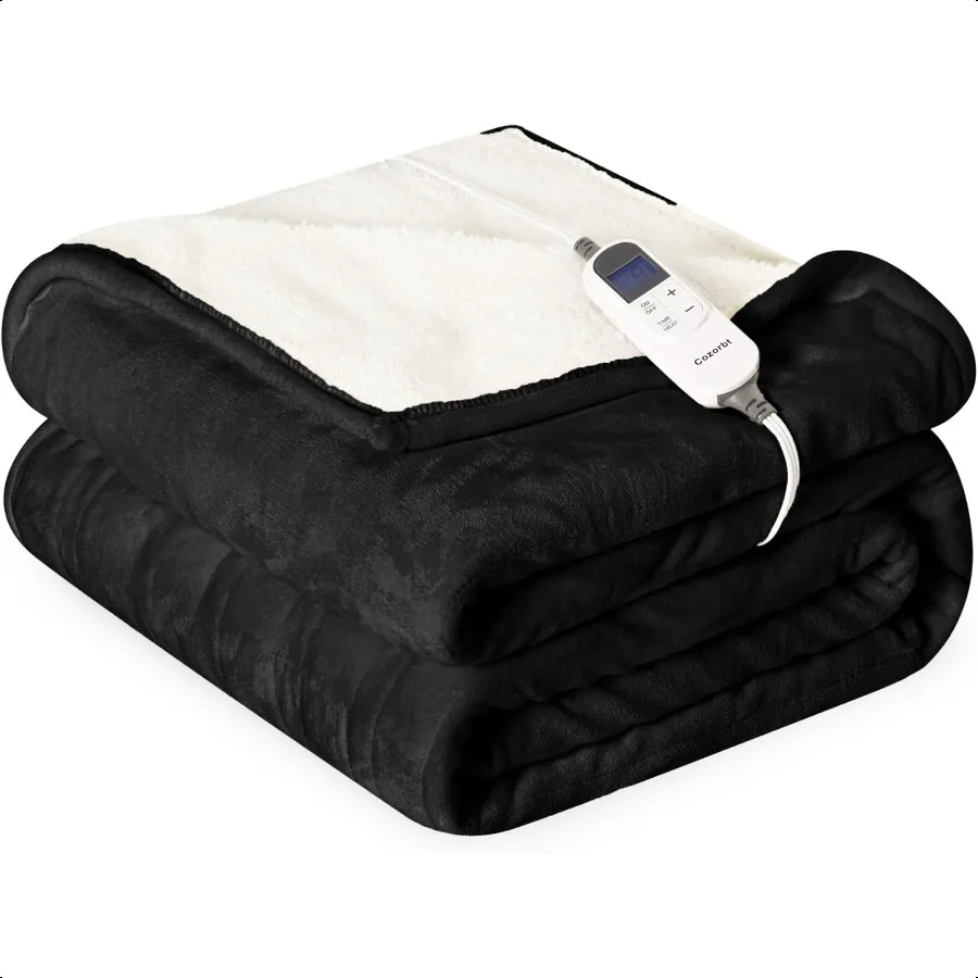 

Тепловое одеяло 50x60 ThrowSoft Фланелевое двустороннее электрическое одеяло из шерпа с 10 настройками нагрева, 12 настройками таймера и 8 часами авто