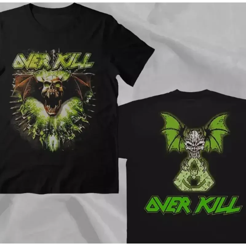 Overkill Metal Rock Band Vintage 90s Black Double Sided T Shirt