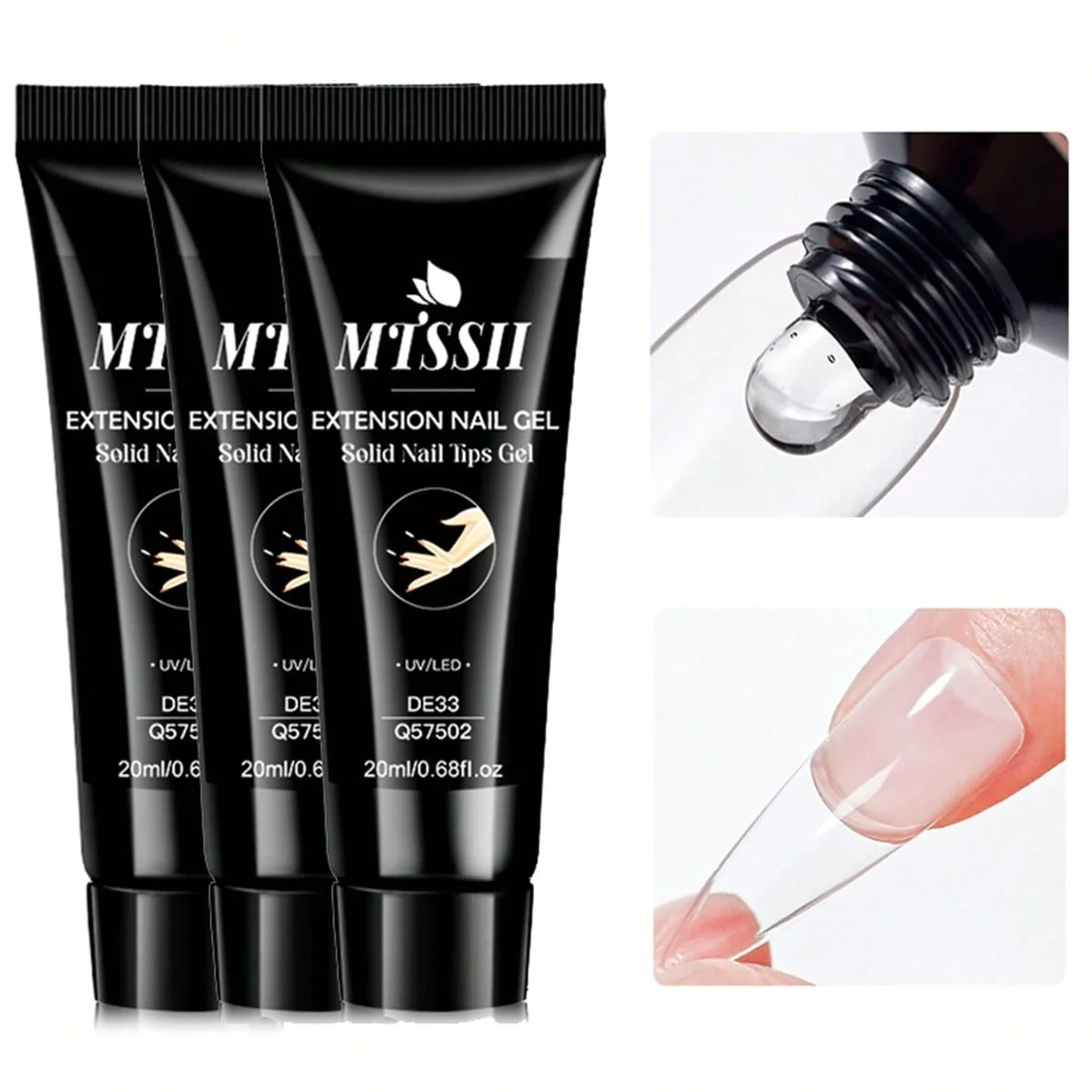 1/2/3 unidades de Cola Sólida para Unhas de 20ml, Gel para Unhas Postiças, Gel 3 em 1 para Unhas Falsas, Gel Acrílico Super Forte para Arte em Unhas