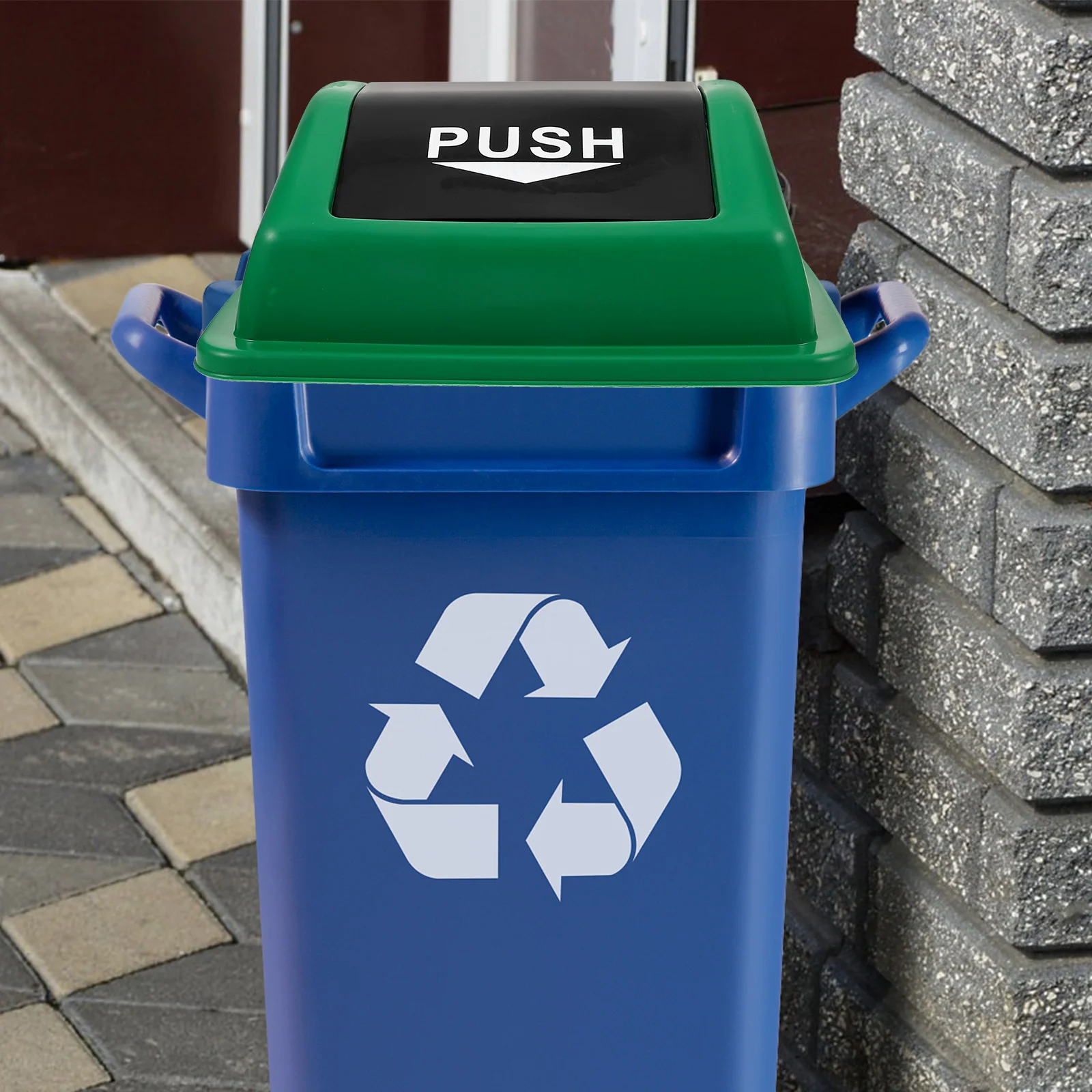 

Sturdy Plastic Flip Outdoor Waste Bin Cover Replacement Heavy Duty Garbage Can Waterproof Round Trash Bin Cover Easy Install Lid