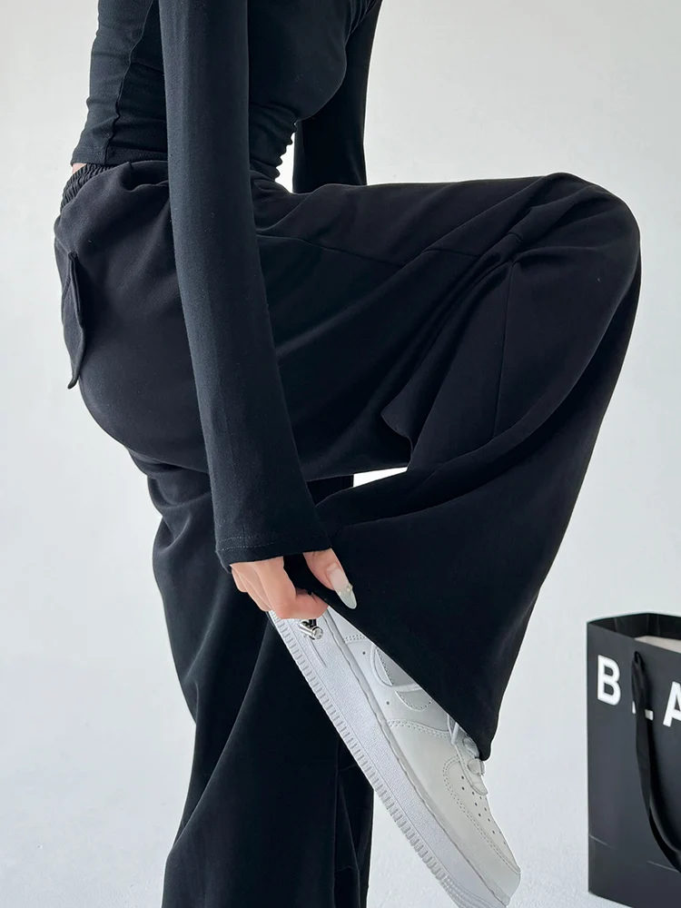 Bla Casual Pants Women's Spring Autumn Loose Wide Leg Cuffed Hiphop Workwear Straight Loose American Sports Pants