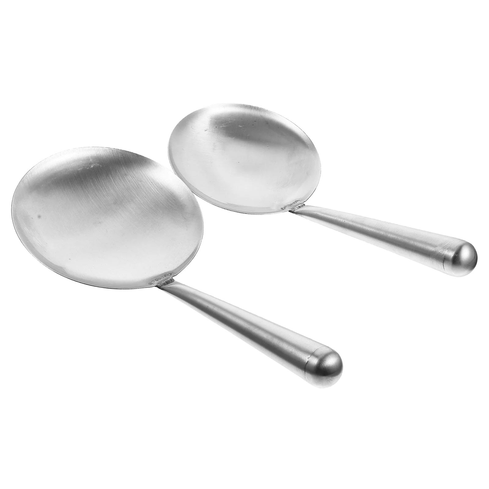 

2 Pcs Mixing Spoons Tofu Brain Handheld Rice Scoops Convenient Ladle Metal Chair Kitchen Silver Flat Household Soup