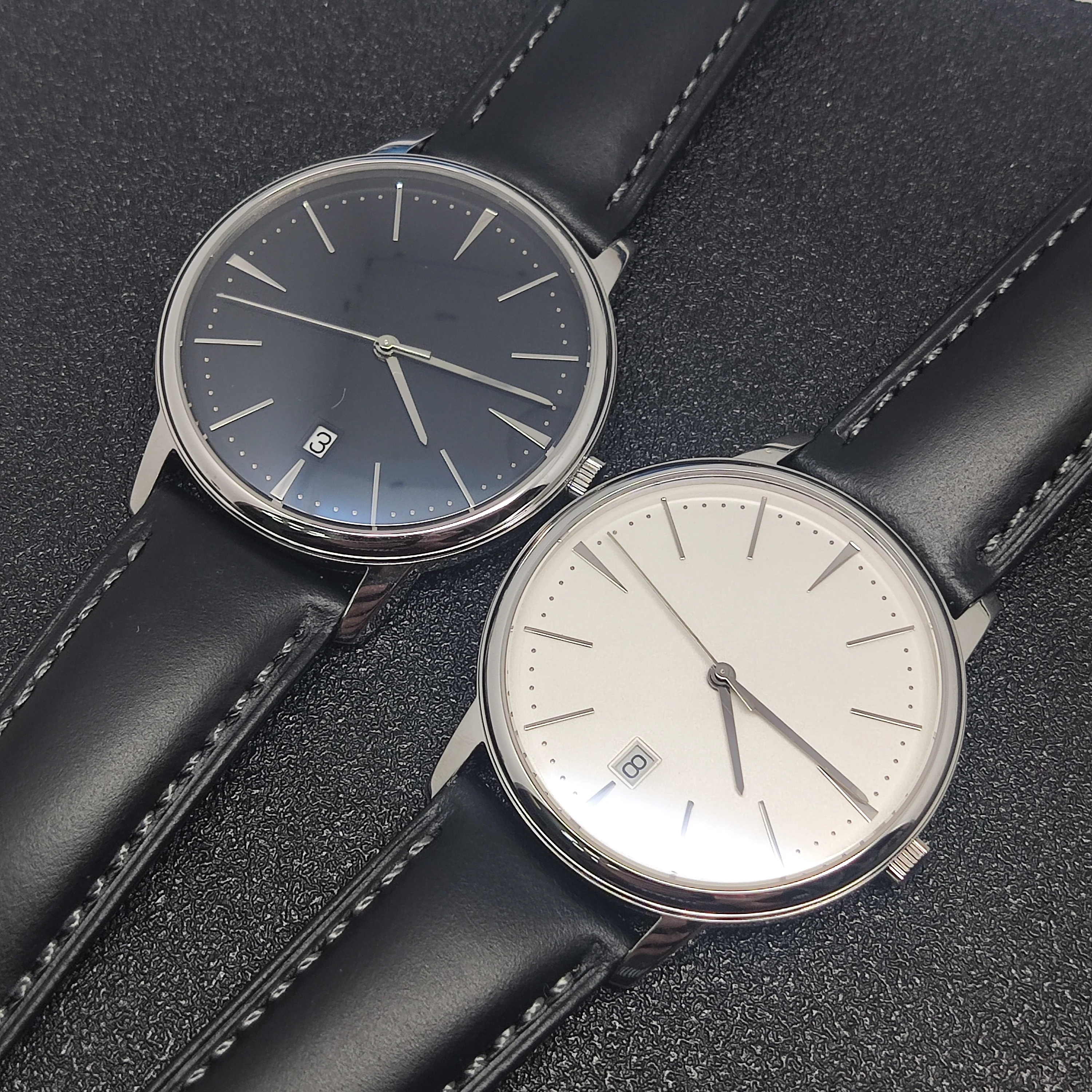Reloj para hombre con movimiento mecánico japonés Miyota 9015, correa de cuero, caja de acero inoxidable pulido de 40mm, reloj de pulsera para mujer