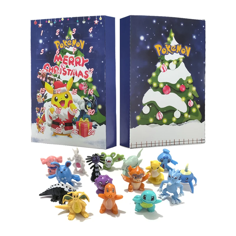 24 unids/set figura de Pokémon calendario de Adviento de Navidad caja ciega regalo Pikachu Kawaii Pikachu Anime figura acción PVC modelo niños juguete