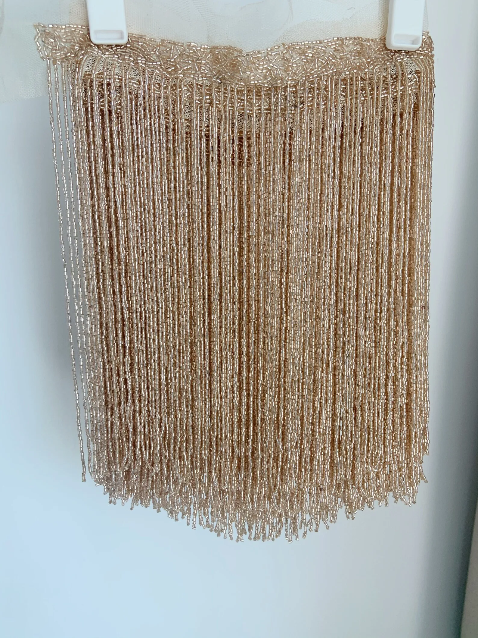 2 yards Silver Beaded Fringe Trim for Dance Costume, Rose Gold Bead Tassel for Latin Dress Dance Wear Macrame