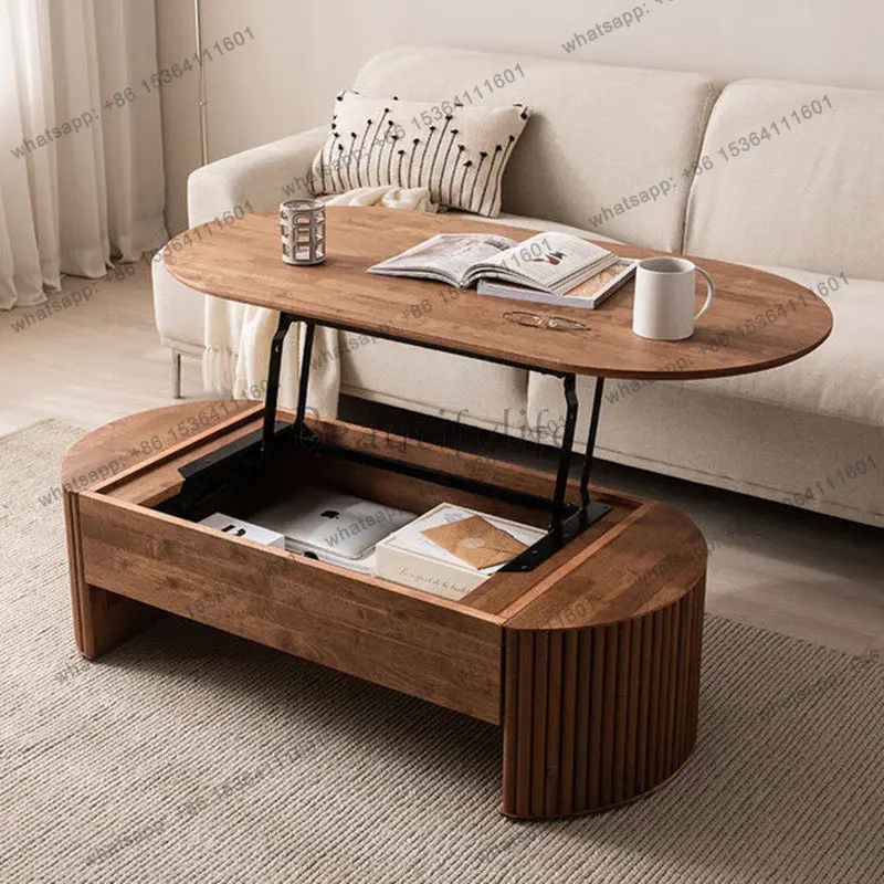 zj.Retro Multifunction Coffee Tables Unique Simple Mesa De Centro Elevable Furniture Rustic Lift Top Coffee Tables Storage Class