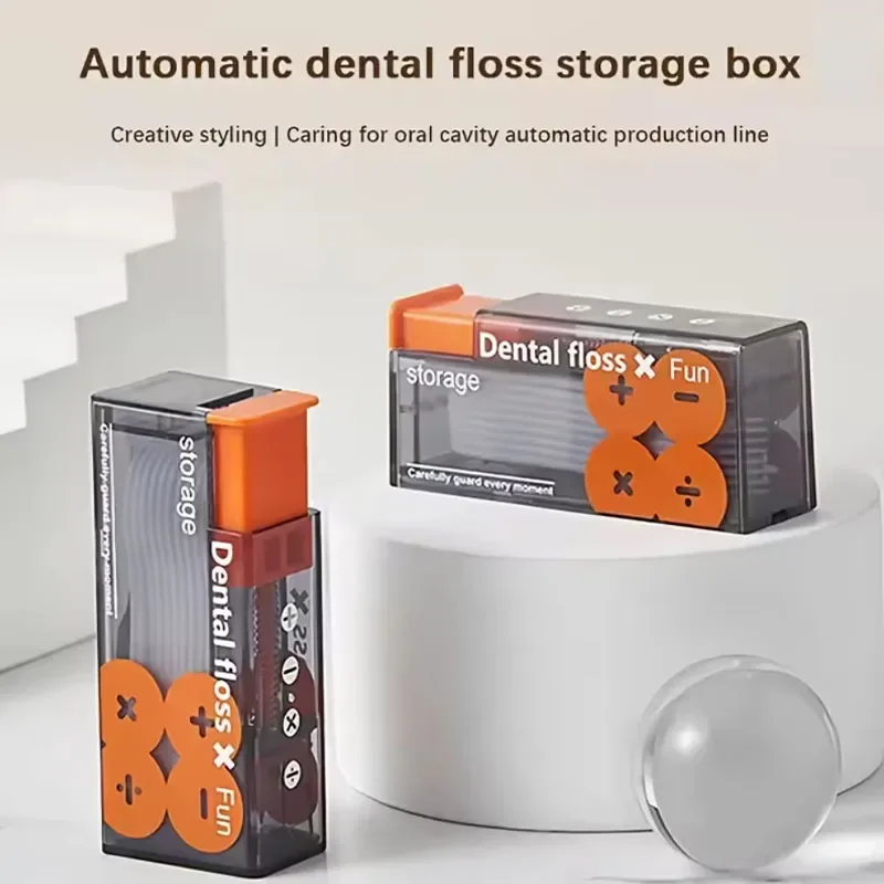 1 Pcs Portable Floss Dispenser Includes 10Pcs Floss Automatic Ejectable Floss Organiser Oral Care Press-on Disposable Flossing