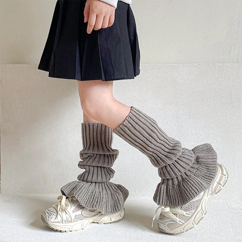 Candy Color Sweet Children Leg Warmers for Girls Lolita Style Knitted Socks Warm Foot Cover Guards Elastic Versatile Socks