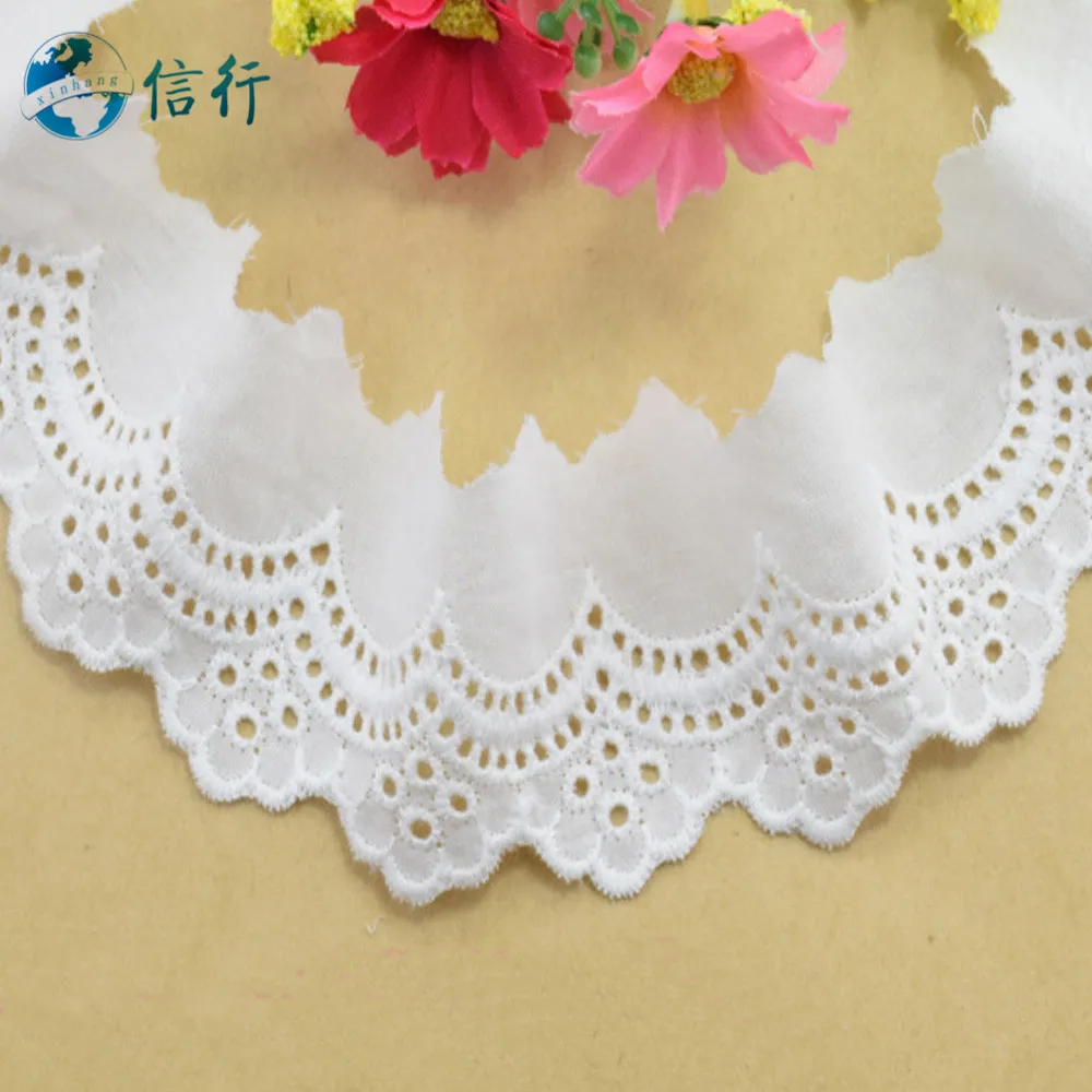 4cm Width 100% Cotton Embroid Lace Sewing Ribbon Guipure Trim African Lace Fabric Warp Knitting DIY Garment Accessories #3169