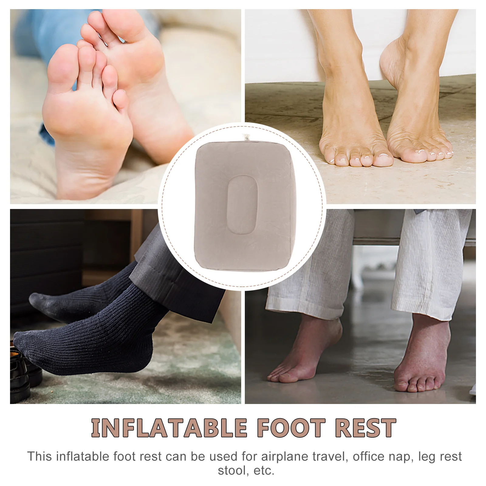 1Set Inflatable Footrest Pillow PVC Comfortable Leg Support Foot Rest for Airplane Travel Office Home Car Train Essentials