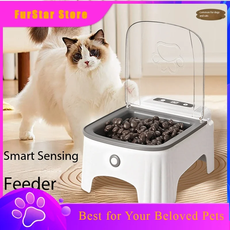 FurstarNew Automatic Cat Feeder With Sensor-Activated Lid Timed Preservation Ceramic Bowl Pet Smart Dog Food Dispensing Machine