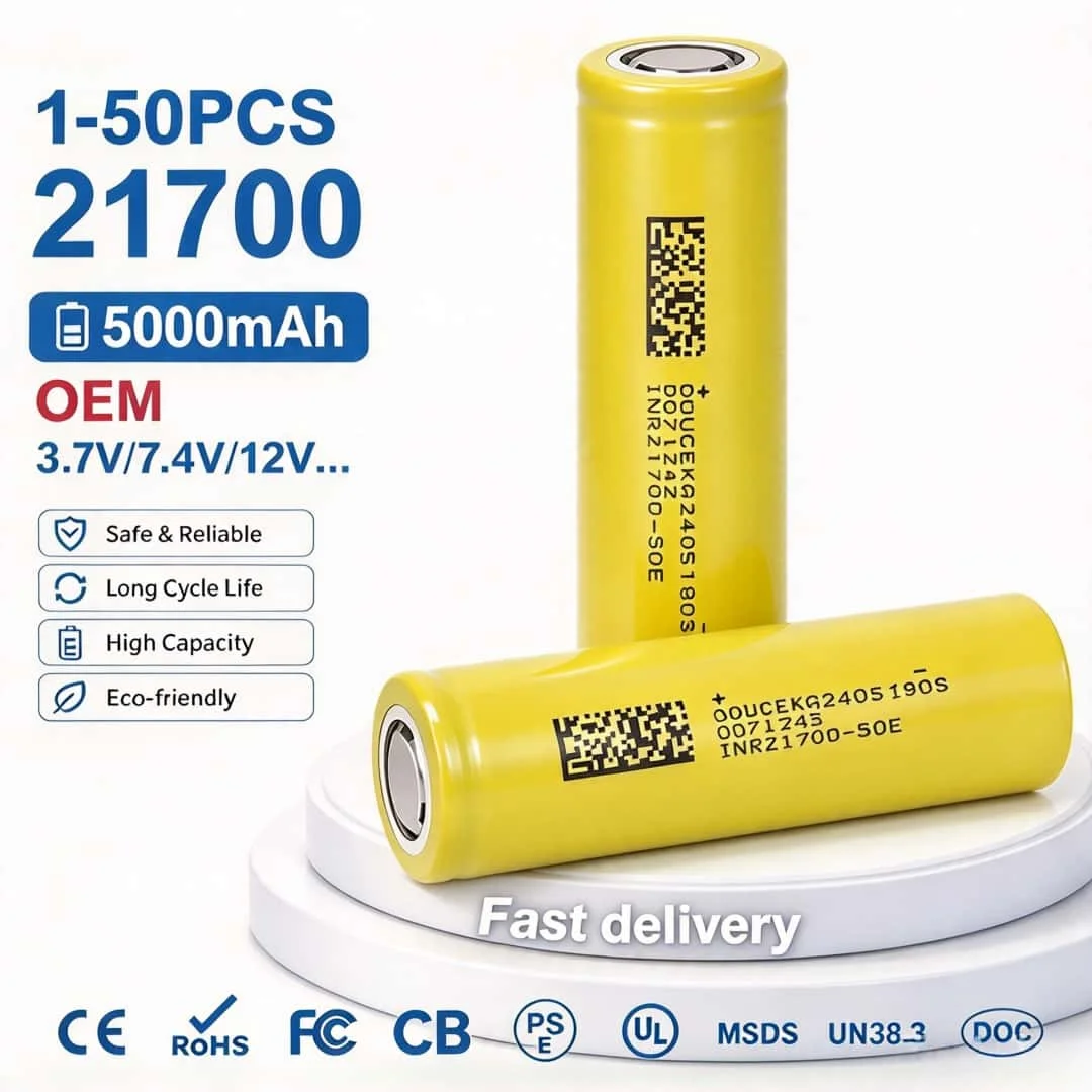 21700 Battery3.7V 5000mAh 50E Rechargeable Li-ion Batteries for Flashlights,Power Tools,Toys,Decor Lights,Christmas DIY Lighting