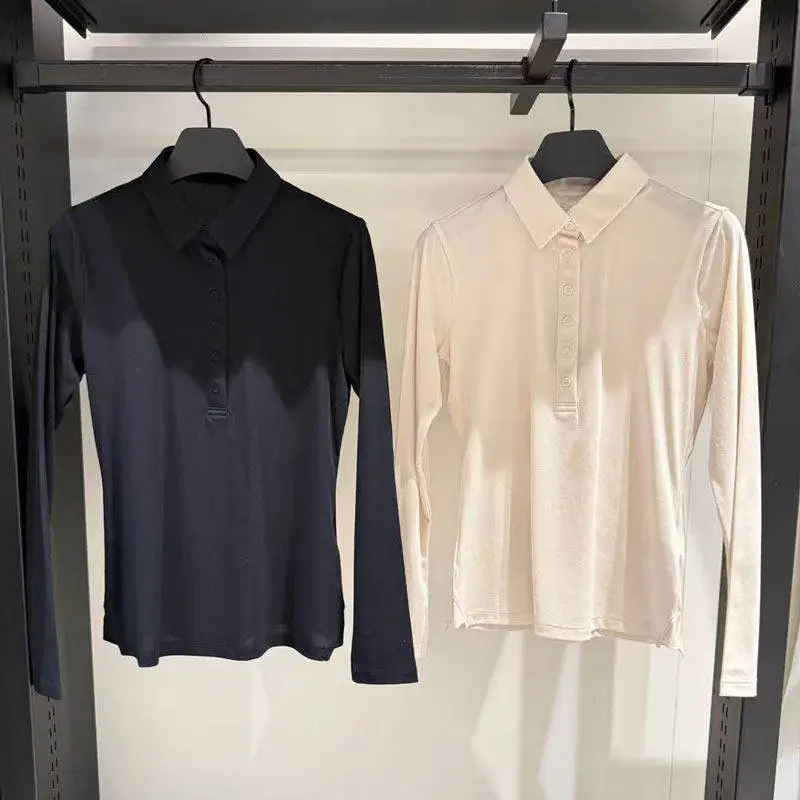 

Корейская аутентичная одежда для гольфа, женская коллекция Style 26, коллекция ранней весны, быстросохнущая рубашка-поло для занятий спортом на открытом воздухе, футболка с длинными рукавами