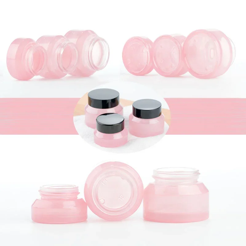 10pcs 15g30g50g Glass Cosmetic Jars with Inner Liner Round Empty Travel Refillable Bottle Sample Body Skincare Lotion Containers