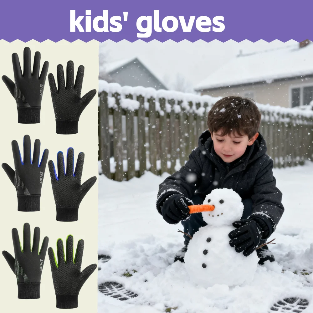 Kinder-Winterhandschuhe, geeignet für Jungen und Mädchen im Alter von 5 bis 12 Jahren. Wintersporthandschuhe – Plüschfutter, Radfahren, Skifahren