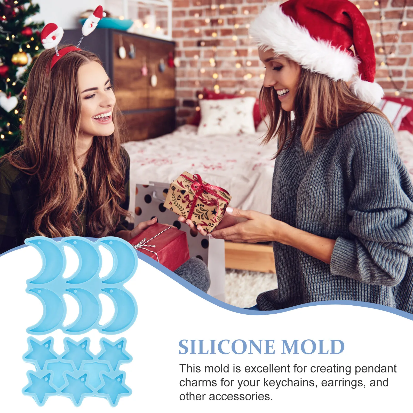 

2Pcs Stars Moon Silicone Earring Pendant Molds for Resin Casting Durable Flexible Easy Demold Resin Tools and Supplies