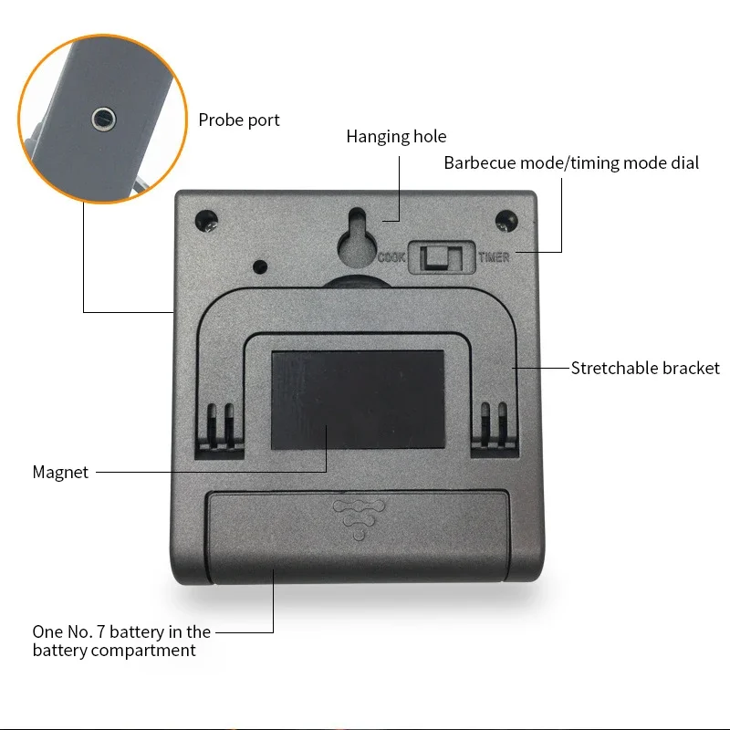 Kitchen Digital Cooking Thermometer Meat Food Temperature For Oven BBQ Grill Timer Function with Probe Heat Meter for Cooking