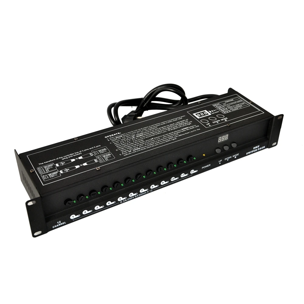 Stage Light Console 12 Channels DMX Control Power Switch on off Controller Box LCD Display Total 16A Power Supply TP-D1306