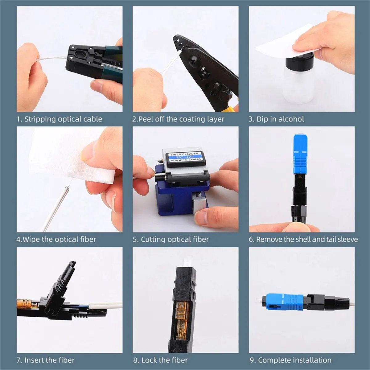 DT60 20Pcs SC/UPC Fiber Optic Fast Connectors Pre-Buried Quick Connector Fiber Assembly Adapters for Field Installation