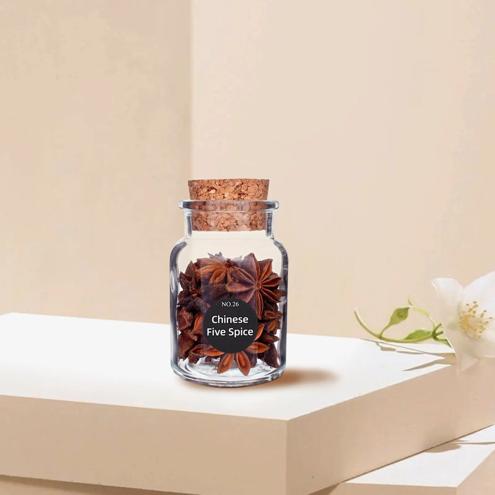 20 Sheets Waterproof Round Spice Jar Labels Preprinted English Stickers Kitchen Seasoning Jar Organizer Labels