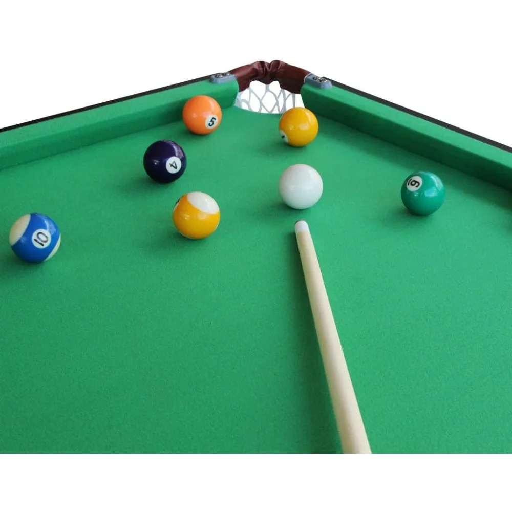 55" Folding Pool Table Set Mini Billiard Table Portable Table Top Snooker Game with All Accessory, Simple Assembly