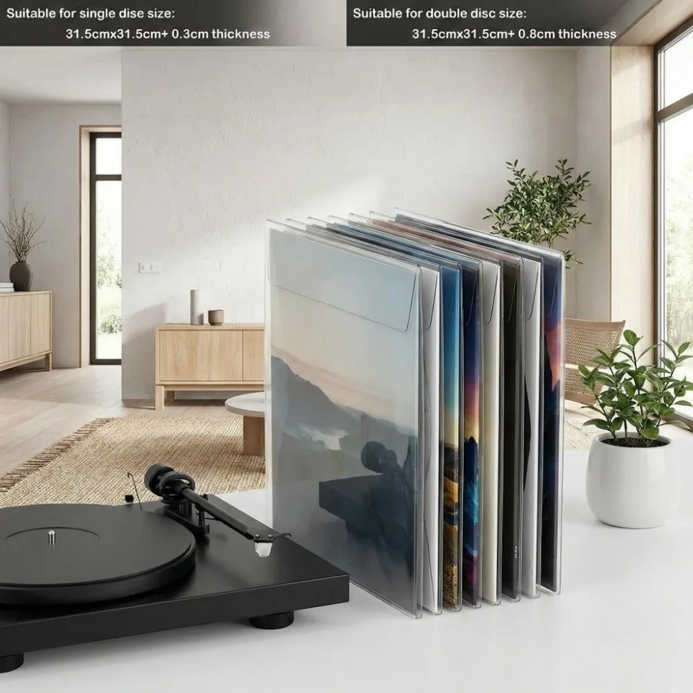 New 7/10/12 inch Vinyl Records Sleeve Resealable Thickened LP Record Cover Record Storage Bags Record