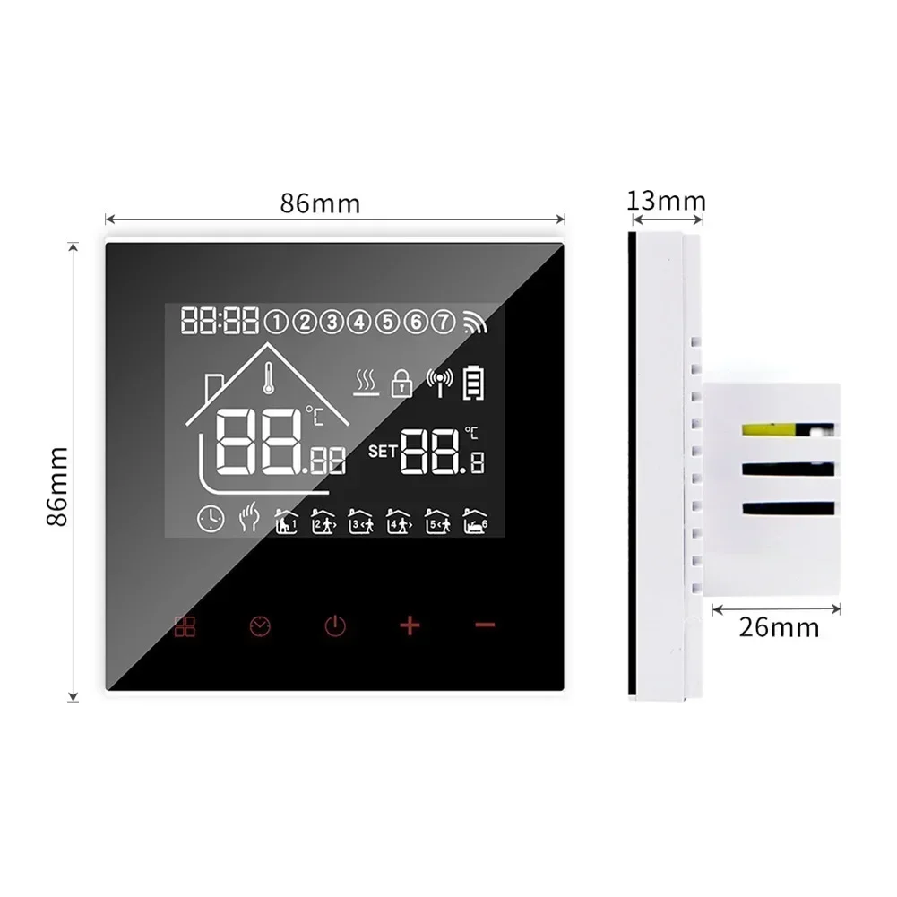 Tuya WiFi LCD Water Floor Heating Thermostat Touchscreen Display Remote Temperature Control