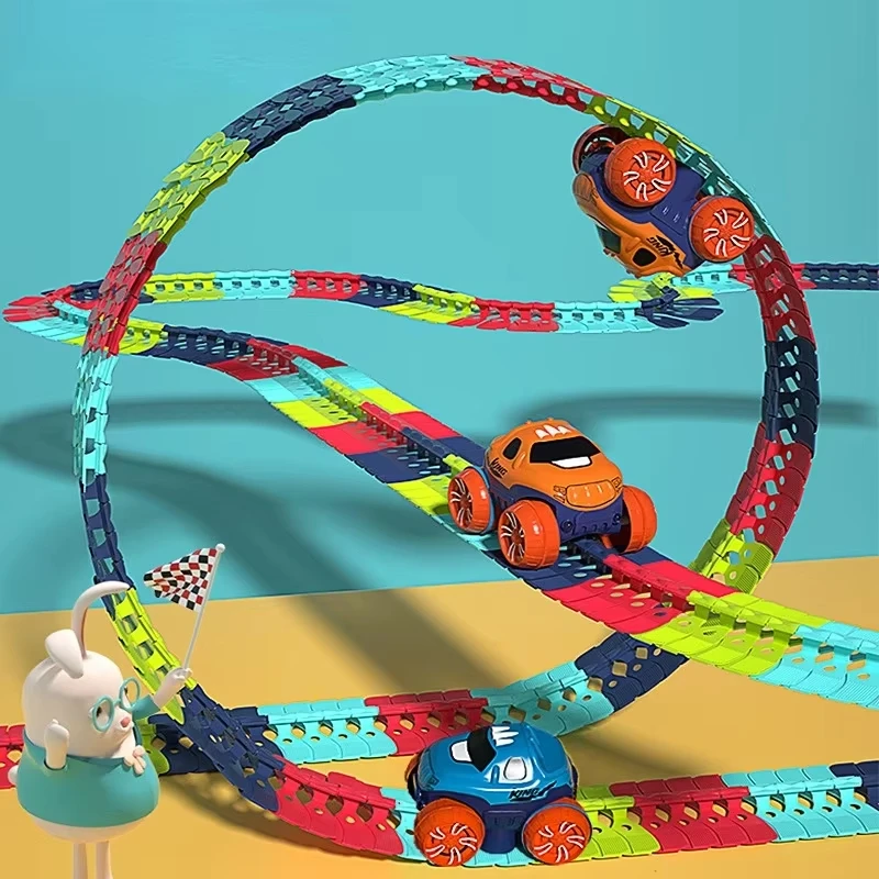 Anti Gravity Car Track Variable Flex Track Roller Coaster Toys Anti Gravity Runway Glide Electric Train Puzzle Toys