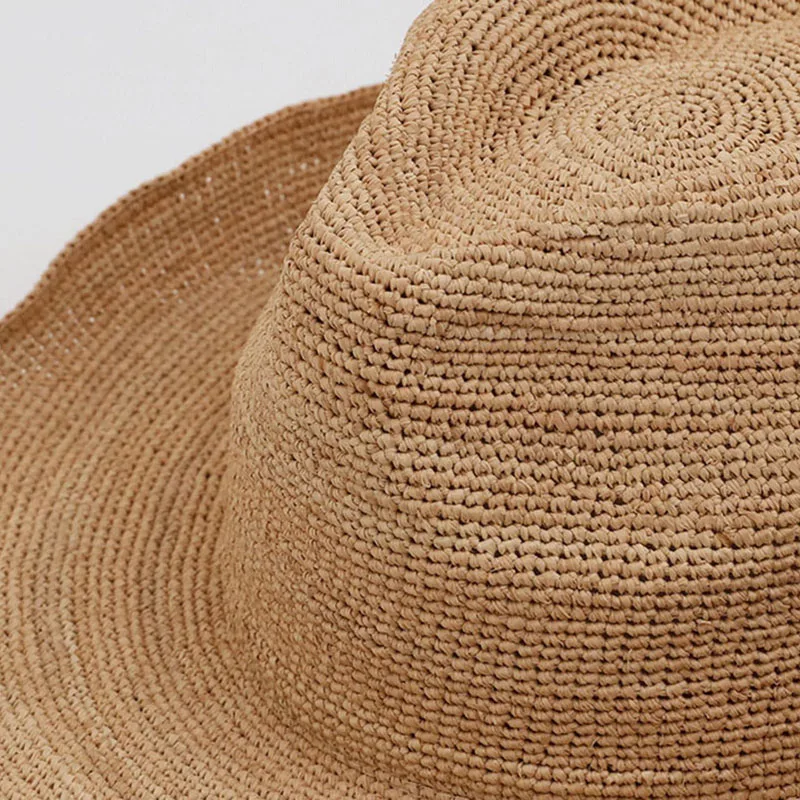 Natural Raffia Straw Hat For Women Width Brim Outing Beach Sunshade Panama Bucket Hat Summer Cowboy  Glacier Hat Luxury Sun Hat