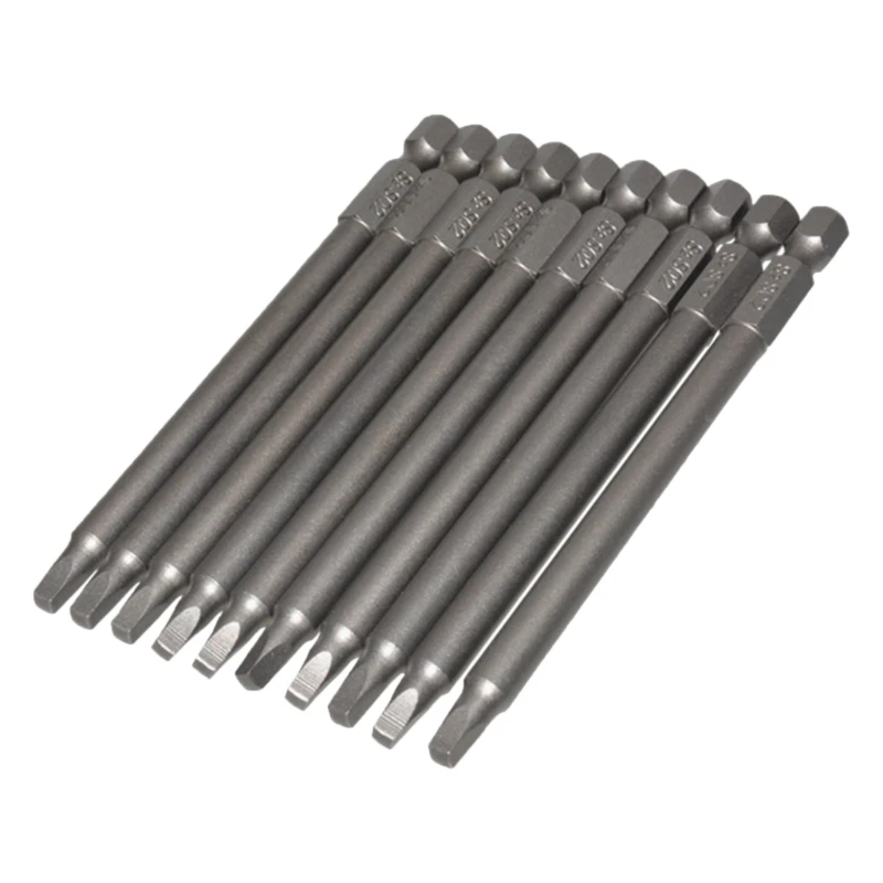 100mm Strong Magnet Driver Bit Steel Square Bit 1/4 Shank 10PC