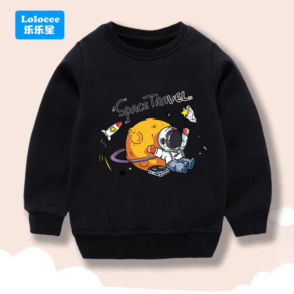 سترة Lolocee للأطفال مطبوع عليها كواكب النظام الشمسي للأولاد بأكمام طويلة بلوفر للأطفال الصغار ملابس برقبة دائرية YHYXQ1 #3