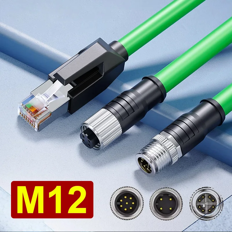 A/D/X-code M12 to RJ45 Double Shielded 8Pin High Flexible Network Cable 4pin Aviation Drag Chain Line Industry Camera Connector
