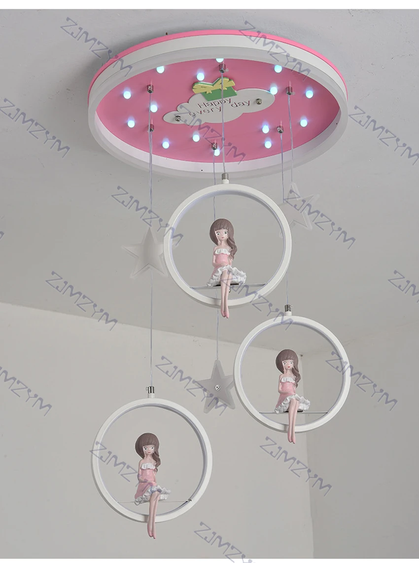 Lámpara de araña para habitación de niños de 10 a 18 ㎡, iluminación nórdica creativa de dibujos animados, moderna y minimalista, protección ocular, 220V/110V