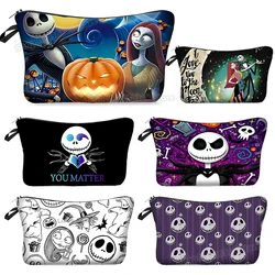 The Nightmare Before Christmas Cosmetic Bags Jack Skellignton Print Make Up Organizer Bag Large Capacity Makeup Cases Pouch