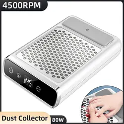 80W Powerful Nail Dust Collector For Manicure Nail Vacuum Cleaner With Hand Cushion Nail Dust Fan Manicure Salon Equipment